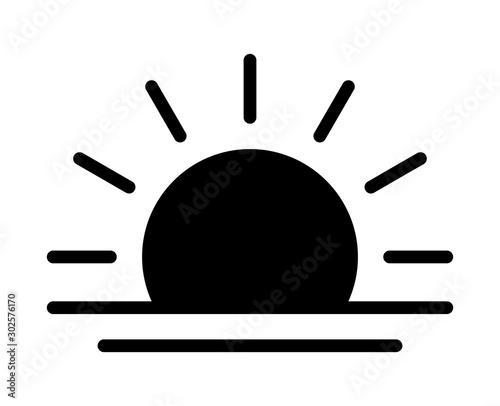 Sunrise in the morning or sunset at dusk flat vector icon for apps and websites
