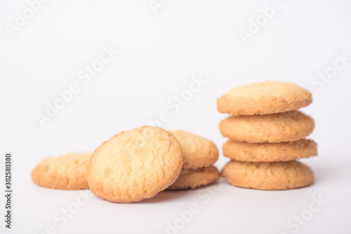 Butter cookies placed on a white background