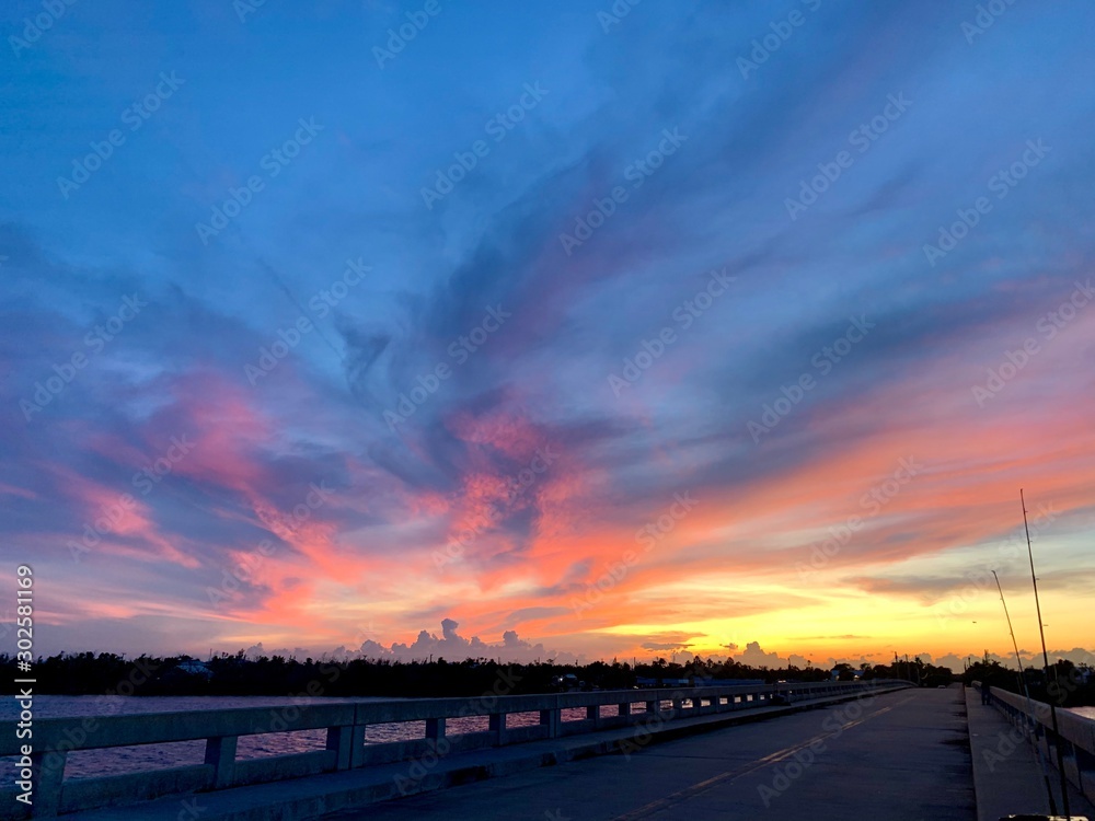 sunset over bridge