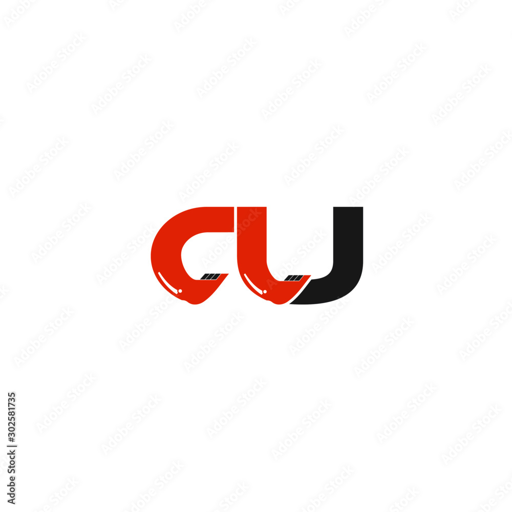 CU Letter Logo Design with Excavator Creative Modern Trendy