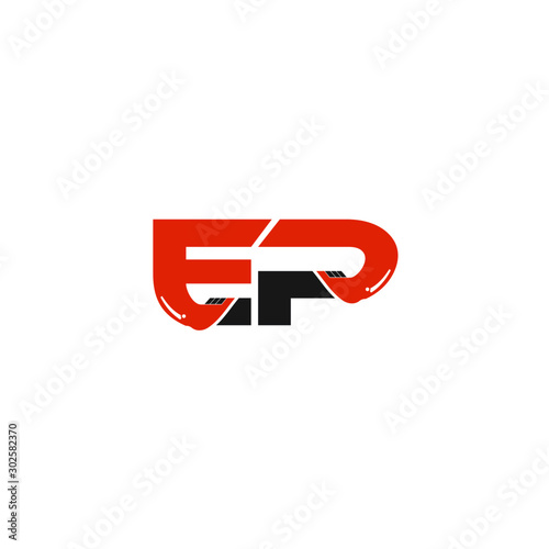 EP Letter Logo Design with Excavator Creative Modern Trendy