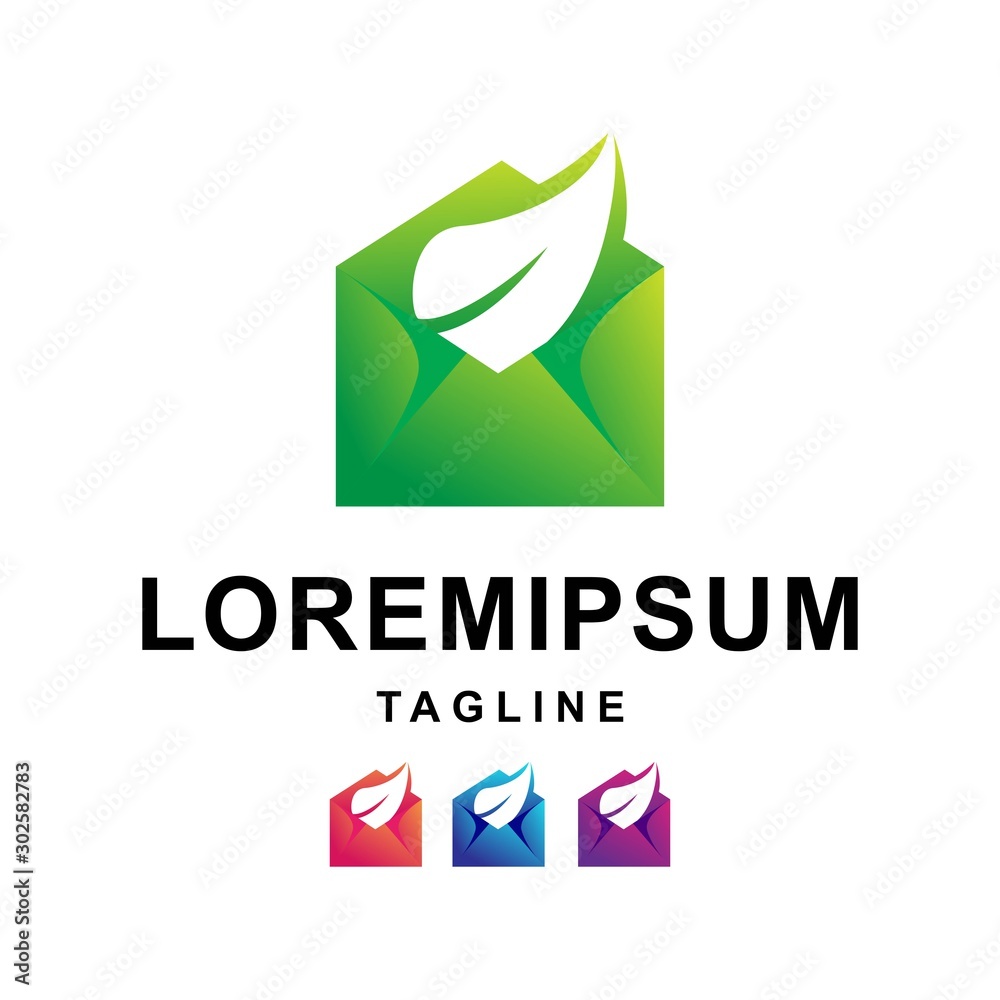 Colorful Mail Leaf Logo Design
