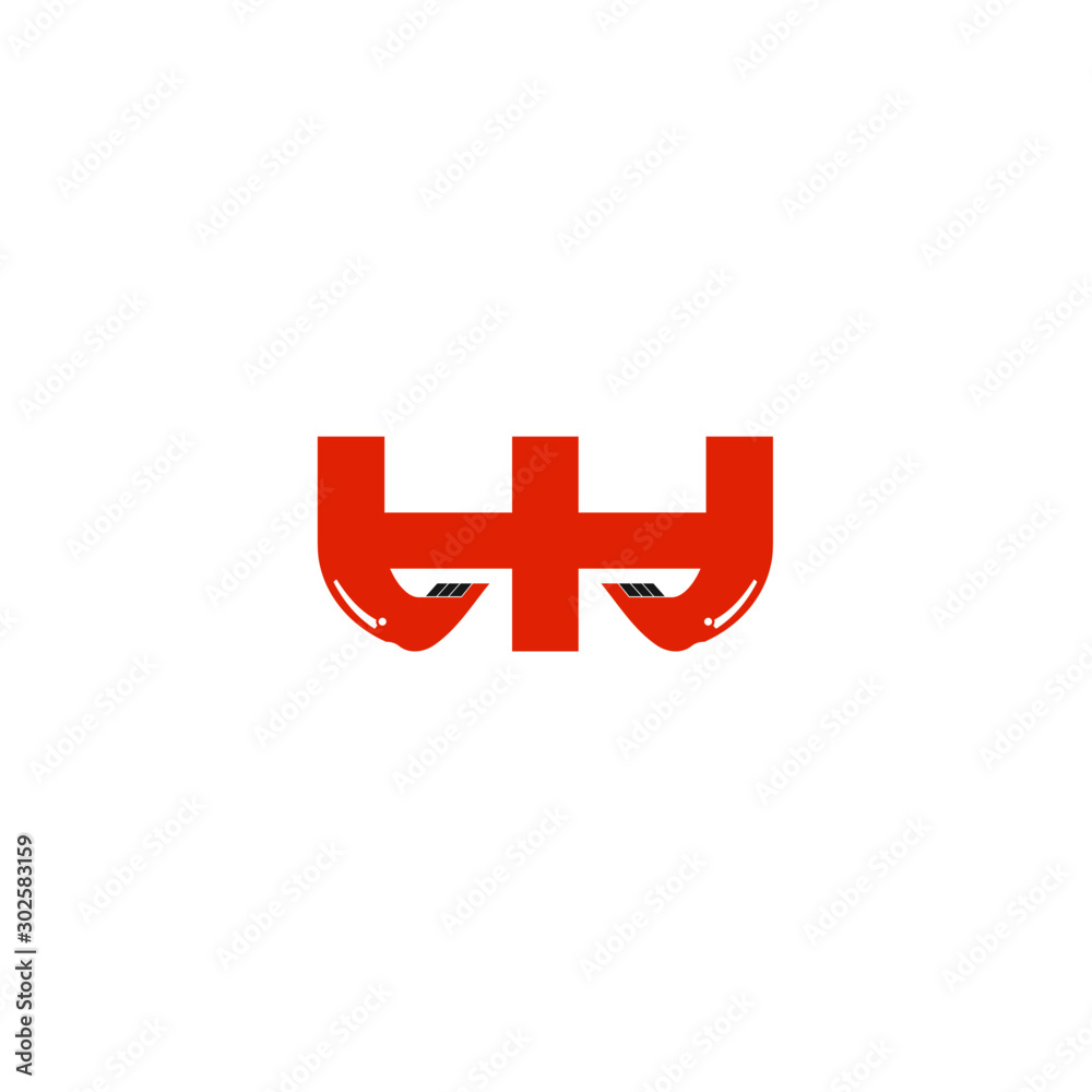 Obraz premium HH Letter Logo Design with Excavator Creative Modern Trendy