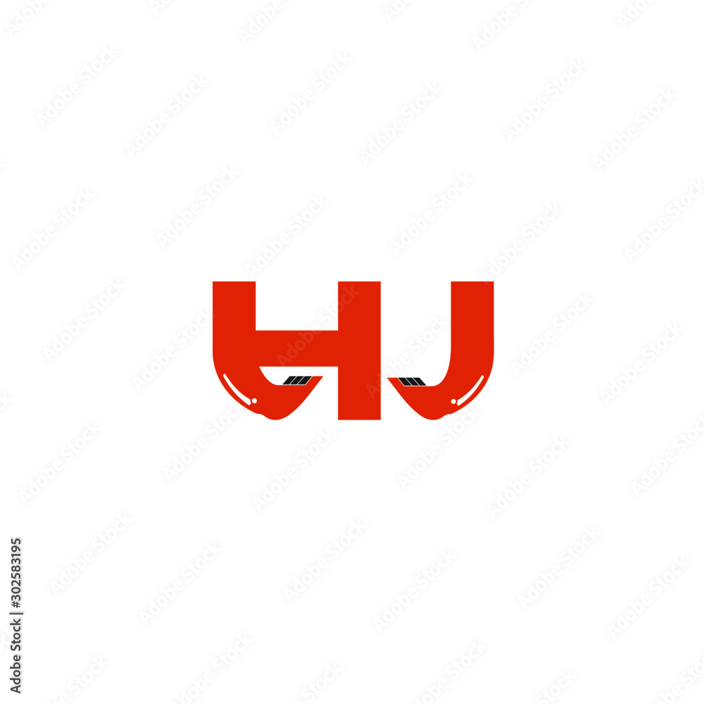 Obraz premium HJ Letter Logo Design with Excavator Creative Modern Trendy