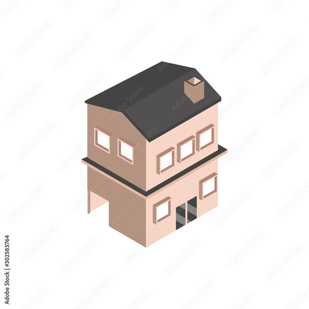 house with garage and chimney building isometric style house with garage and chimney building isometric style