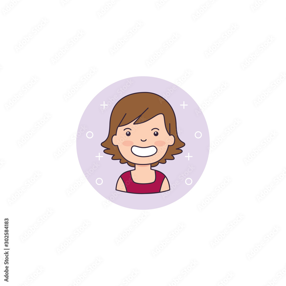 Isolated girl cartoon icon detailed design Isolated girl cartoon icon detailed design