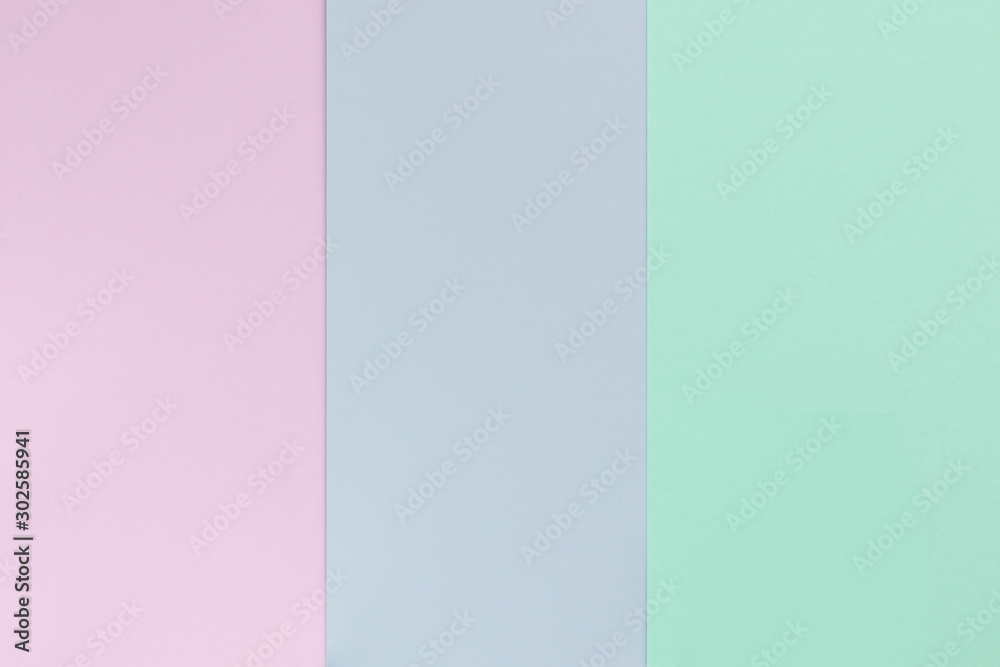 Fototapeta premium Pastel color paper background. Geometric flat composition. Empty space on monochrome cardboard.