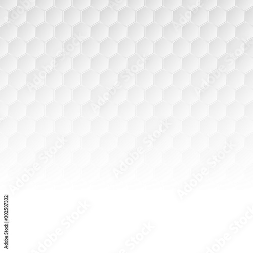 White geometric hexagons abstract technology graphic design. Grey modern futuristic background. Vector illustration © saicle