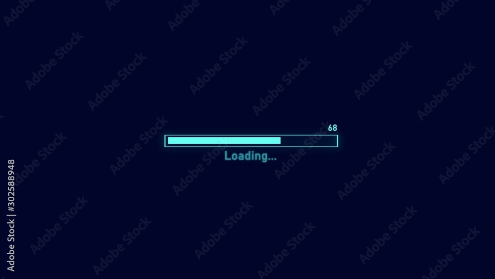 4K Video of Animation Science Futuristic Loading. Loading Transfer Download 0-100% in blue science effect. light blue loading bar on black screen. Technology concept.