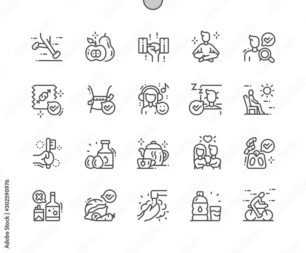 Healthy Life Well-crafted Pixel Perfect Vector Thin Line Icons 30 2x Grid for Web Graphics and Apps. Simple Minimal Pictogram
