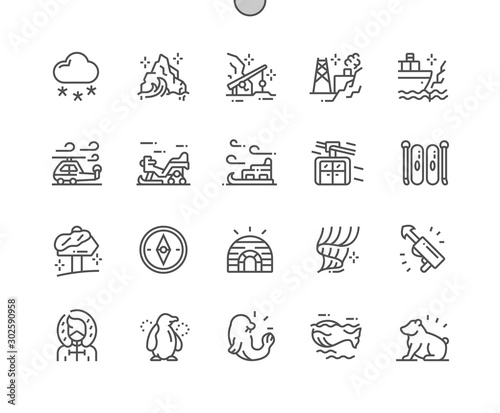 Arctic Well-crafted Pixel Perfect Vector Thin Line Icons 30 2x Grid for Web Graphics and Apps. Simple Minimal Pictogram