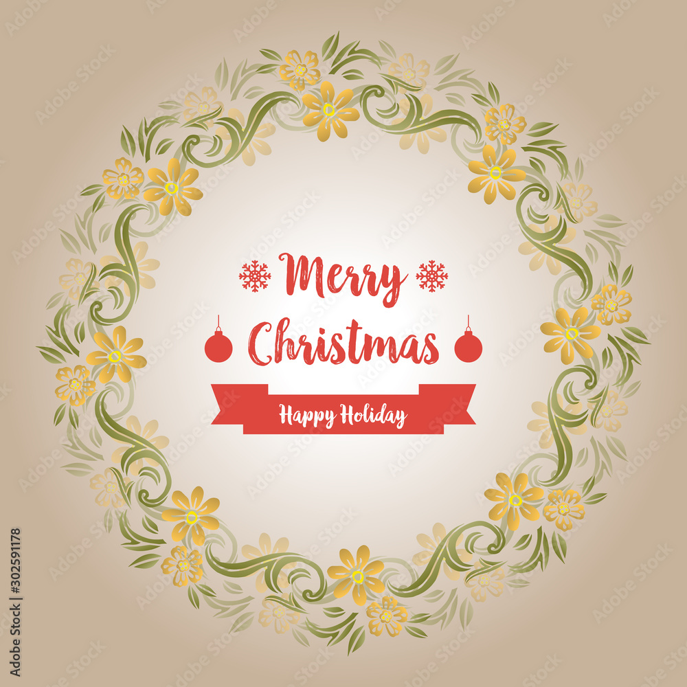 Wallpaper of card merry christmas happy holiday, with elegant style green leaf flower frame. Vector Wallpaper of card merry christmas happy holiday, with elegant style green leaf flower frame. Vector