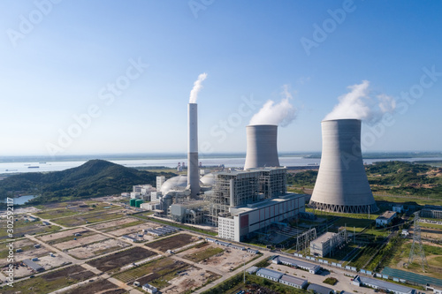 Photography modern power plant near yangtze river