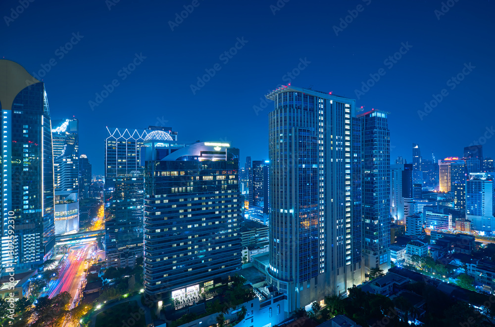 Cityscape night view of Bangkok