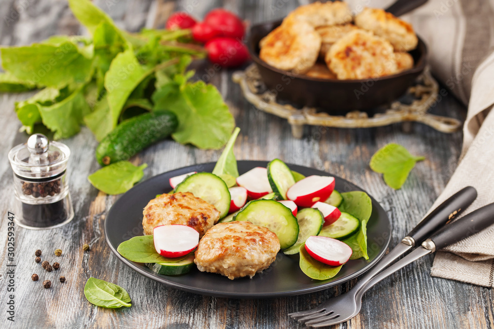 Meat cutlets and vegetables Meat cutlets and vegetables