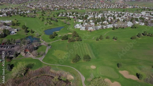 Aerial drone footage of the Links Golf Course, and surrounding neighborhoods in Lakewood Ranch, Colorado photo