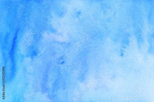 Watercolor light sky blue background texture hand painted.