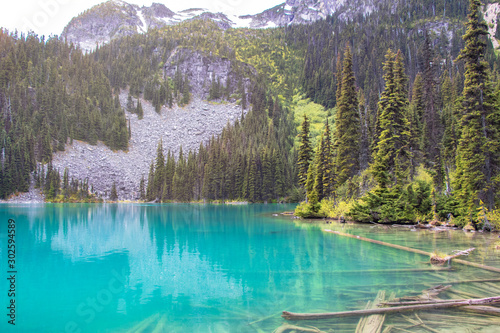 Joffre lakes provincial park located east of Pemberton. Three glacier-fed lakes are located in the park: Lower, Middle and Upper Joffre Lakes.  photo