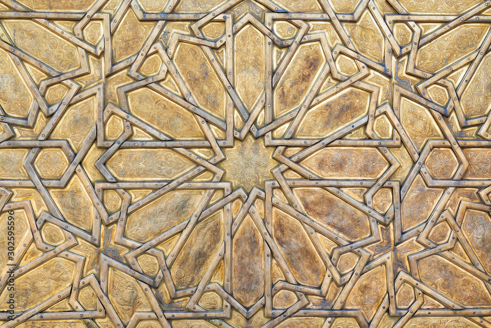 Door detail near the Mausoleum of Mohammed V in Rabat, Morocco.