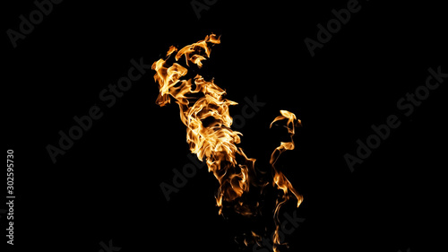 Fire flames on black background. fire on black background isolated. fire patterns © NataliSam