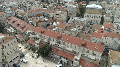 Aerial footage of Mea Shearim neighborhood in the heart of Jerusalem, israel photo