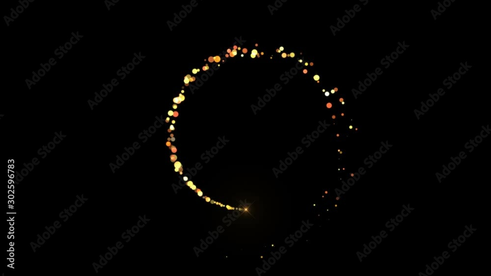 4K Flight of gold bokeh particles. Magical shimmering light. Merry Christmas golden intro template. 