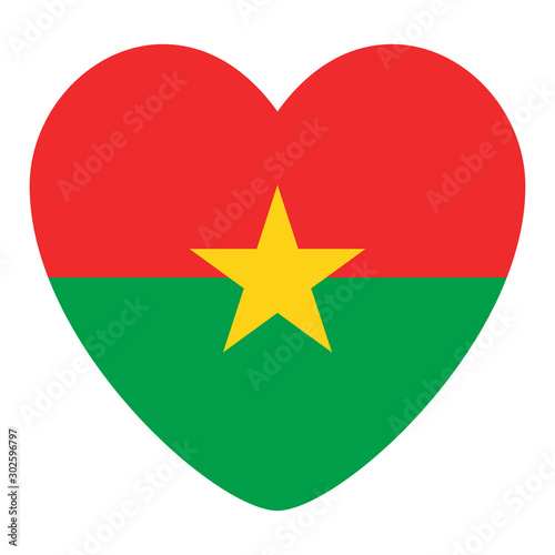 Burkina Faso flag heart shape icon vector