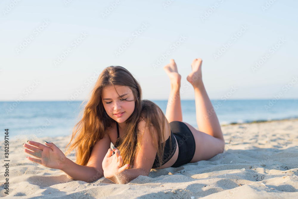 Teenager Girl Enjoying At The Beach 13880405 Stock Photo at Vecteezy