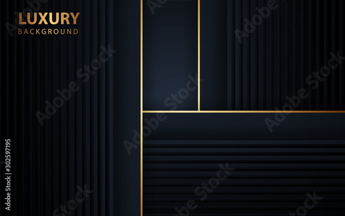 Dark blue abstract background with overlap layers. Paper texture with glitters dots element decoration. Luxury, elegant, and modern design template for use frame, cover, banner, business