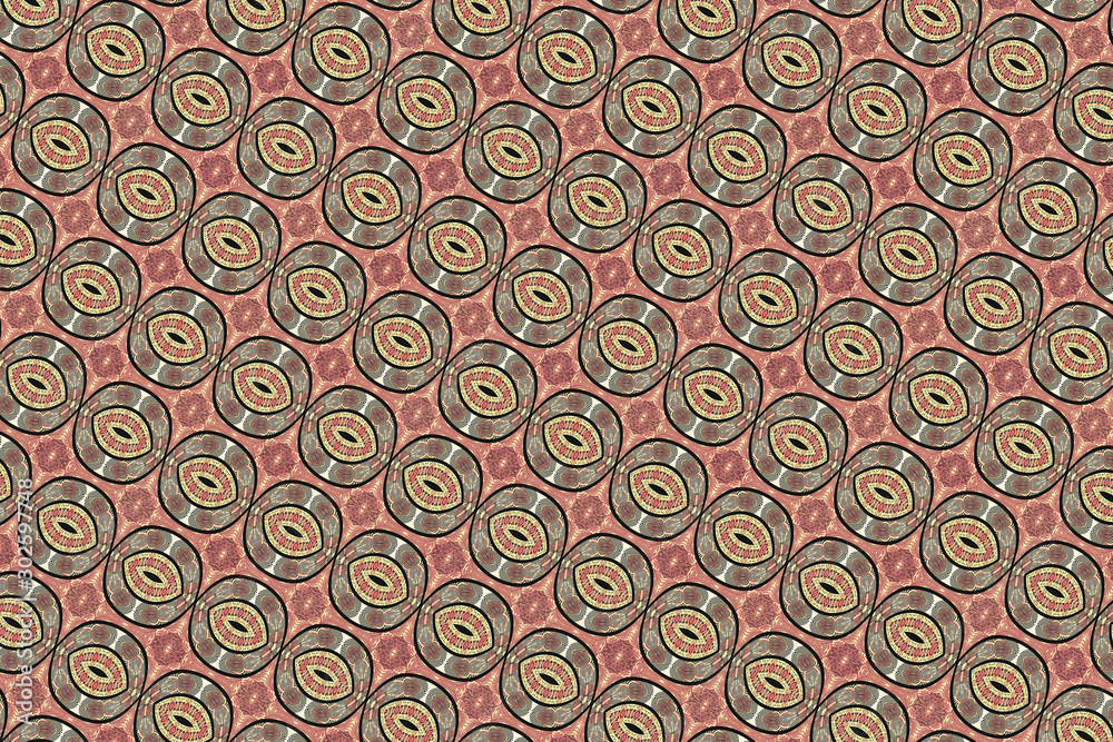 Ethnic fabric, geometric rounded shapes, diagonal lines Ethnic fabric, geometric rounded shapes, diagonal lines