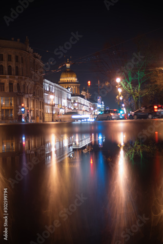 Rainy autumn night in St. Petersburg