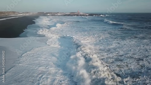 Iceland Aerial View Of Beautiful Ocean Shoreline With Lighthouse 1
