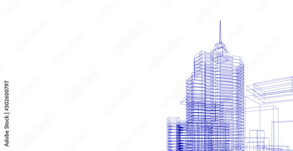 A skyscraper in the city is defined as a continuously habitable high-rise building that has over 40 floors, City architecture sketch 3d illustration A skyscraper in the city is defined as a continuously habitable high-rise building that has over 40 floors, City architecture sketch 3d illustration