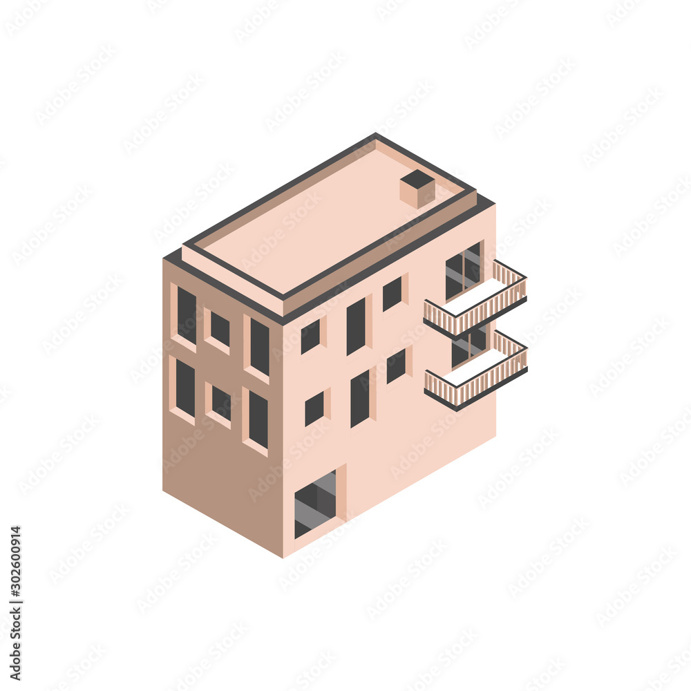 building real estate urban balconies isometric style building real estate urban balconies isometric style
