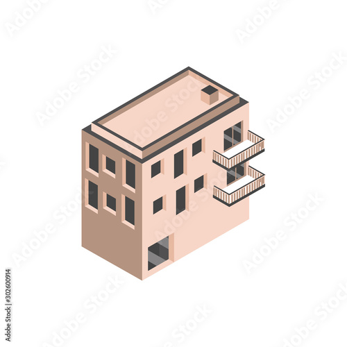 building real estate urban balconies isometric style