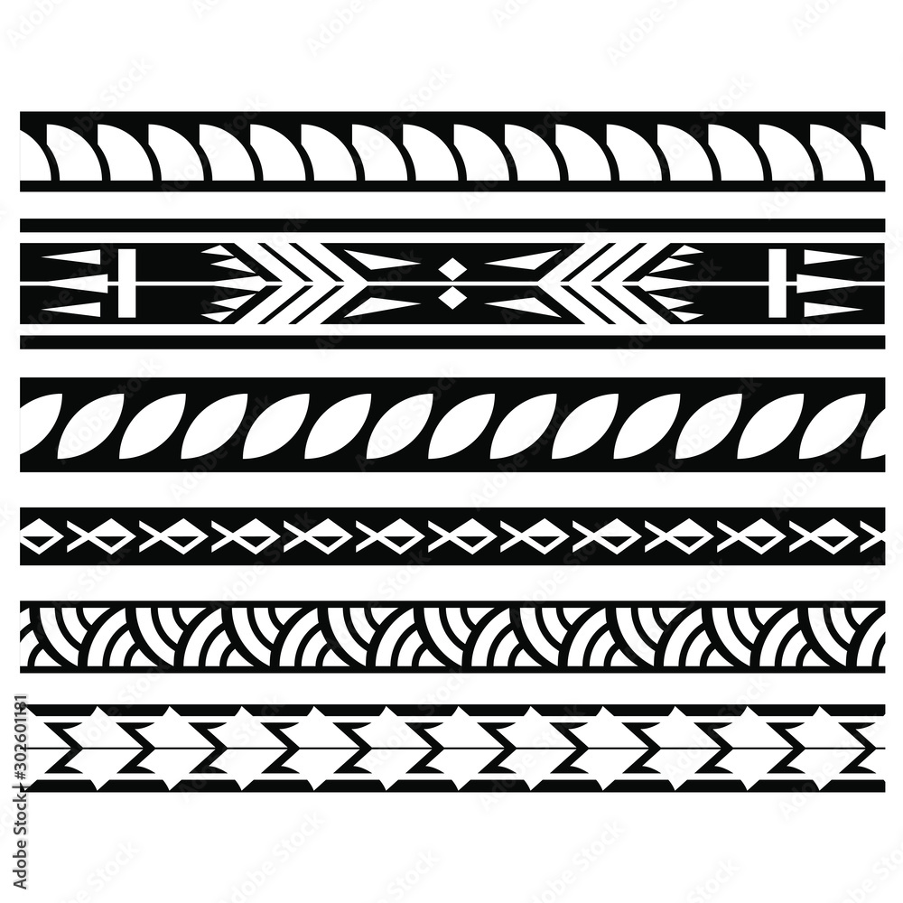 Polynesian tattoo tribal band vector designs. Samoan tattoo tribal band ...
