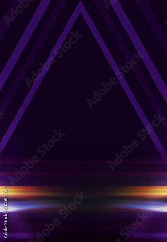 Empty dark background scene of the show. Neon ultraviolet blurry