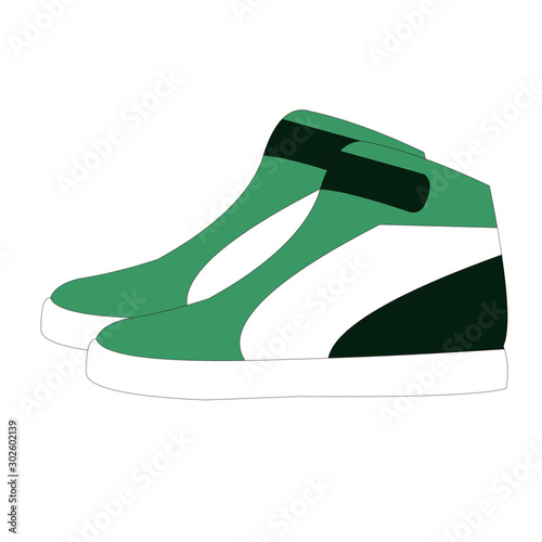Green Cyan Shoes - Cartoon Vector Image