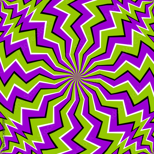 Green zigzags. Spin illusion.