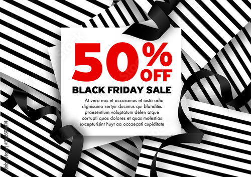 Black Friday Sale Banners vector illustration with ribbons