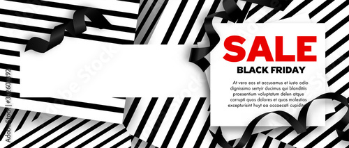 Black Friday Sale Banners vector illustration with ribbons