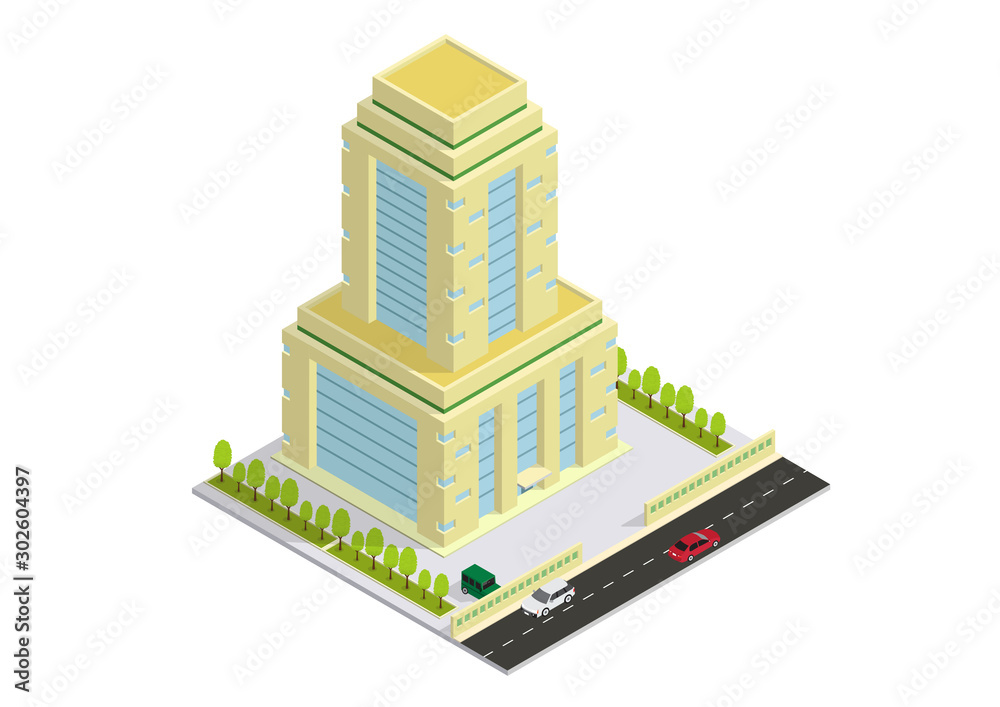 vector isometric hotel, apartment, or skyscraper building vector isometric hotel, apartment, or skyscraper building