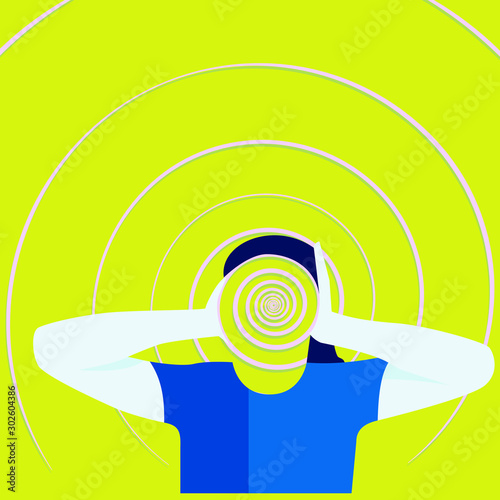 Donna paura, sofferenza, ansia e depressa con effetto panico e vertigine, stato psicologico. Psiche femminile e sociale prevenzione del suicidio senso di oppressione. Illustrazione vettoriale