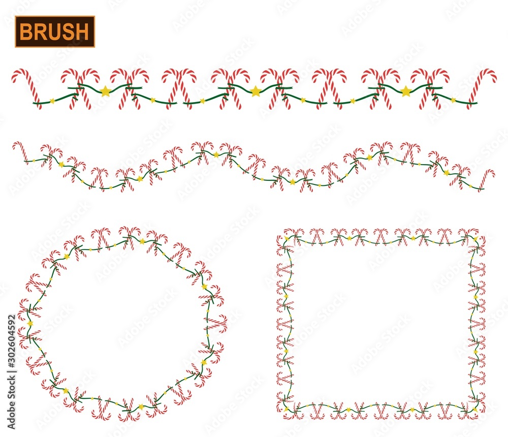 Christmas candy stars lace illustrator brush for digital illustration. Candy cane frame . Edging for Christmas graphics. Christmas candy stars lace illustrator brush for digital illustration. Candy cane frame . Edging for Christmas graphics.