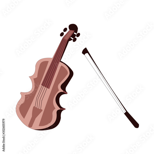 Musical Instrument - Violin - Cartoon Vector Image