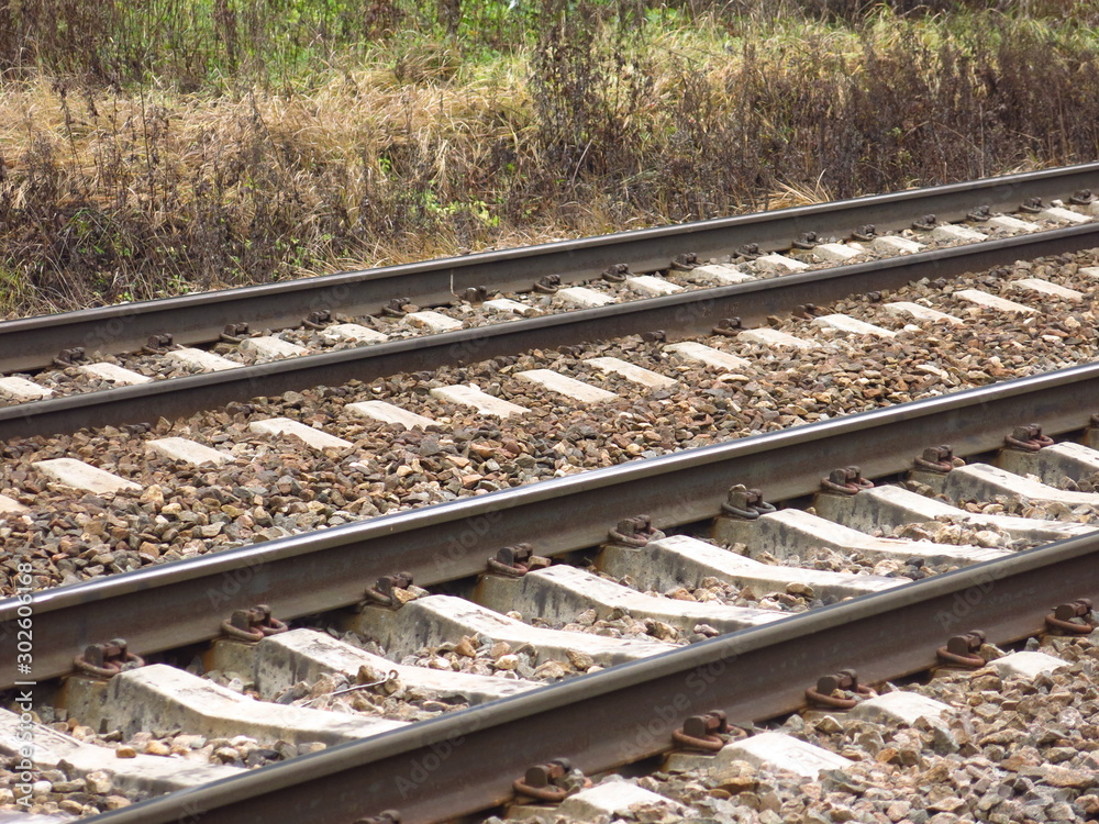 rails of roadside station of the Russian remote place in the deep autumn rails of roadside station of the Russian remote place in the deep autumn