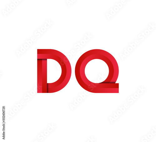Initial two letter red 3D logo vector DQ