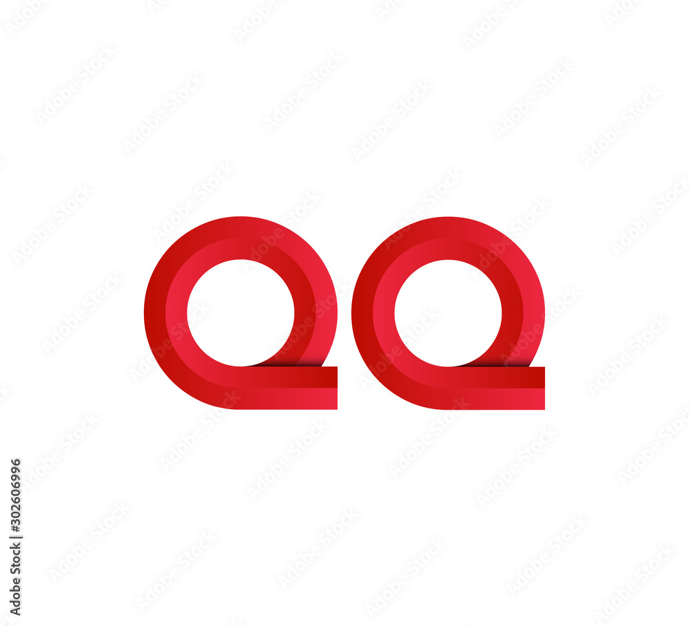 Initial two letter red 3D logo vector QQ Initial two letter red 3D logo vector QQ