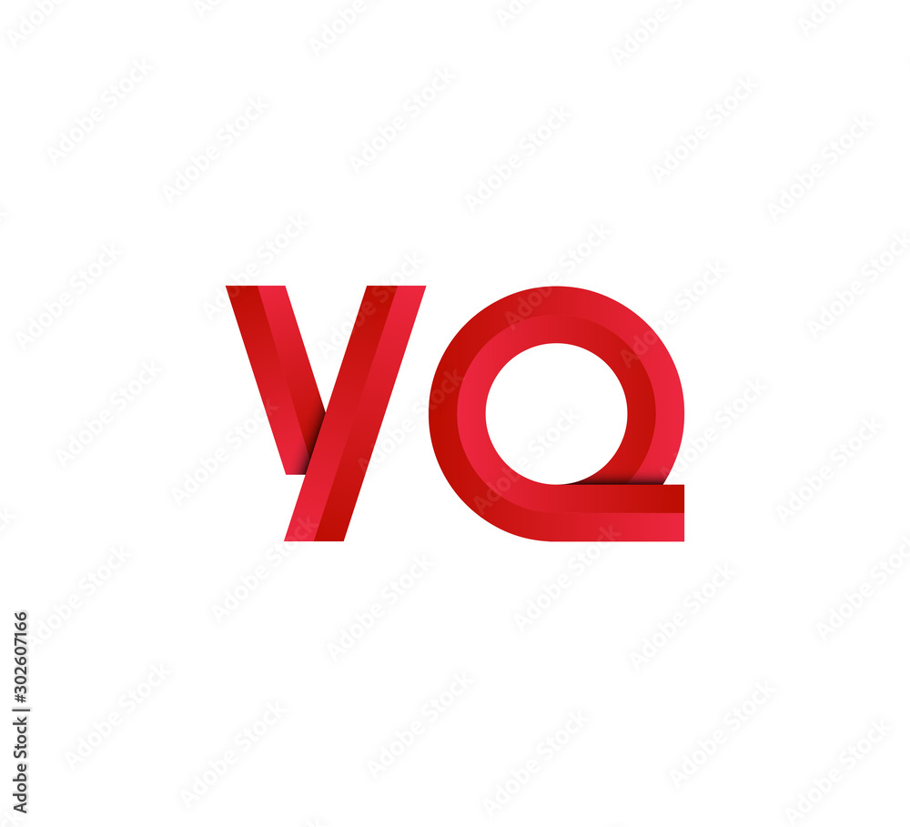 Initial two letter red 3D logo vector YQ Initial two letter red 3D logo vector YQ