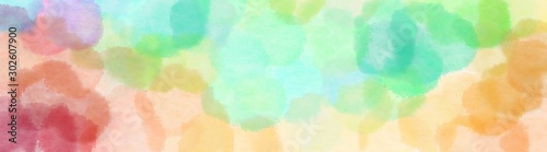 abstract futuristic bubbles wide banner. tea green, pale golden rod and medium aqua marine background with space for text or image